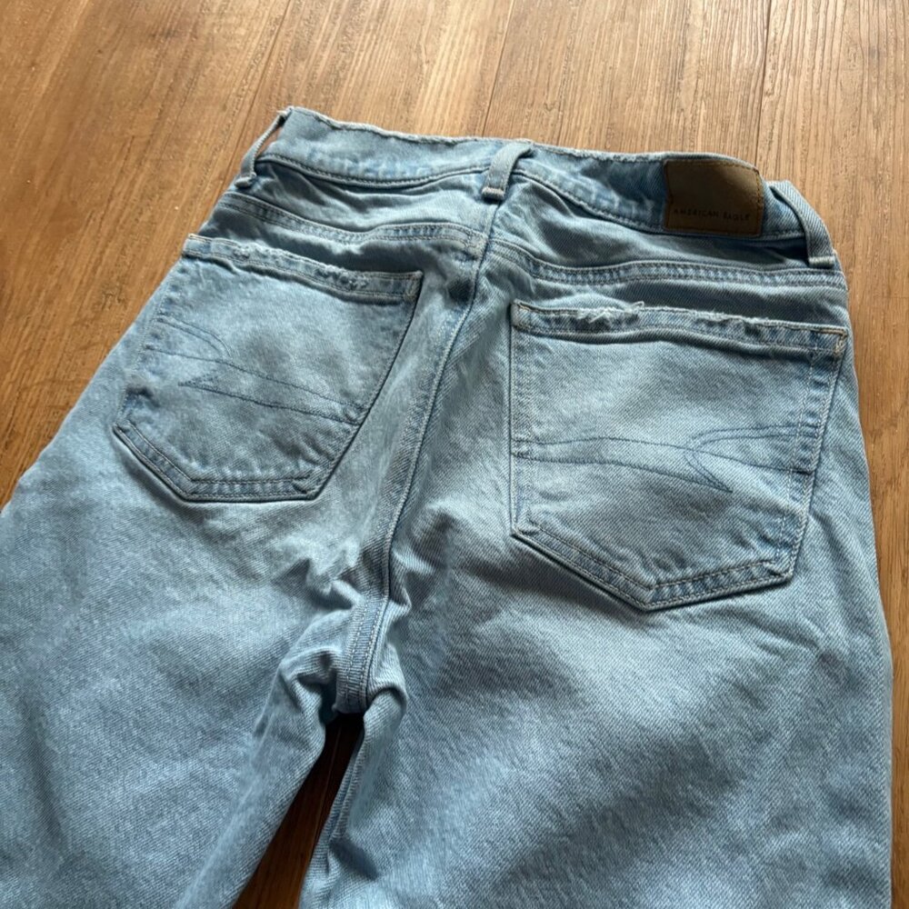 American Eagle Super High Rise Straight Leg Denim Jeans Blue Women’s Size 000 - Picture 7 of 11